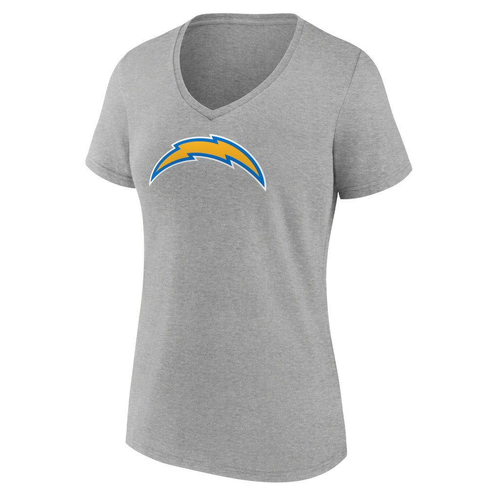 Los Angeles Chargers Women's Primary Team Logo V-Neck T-Shirt Heather Gray