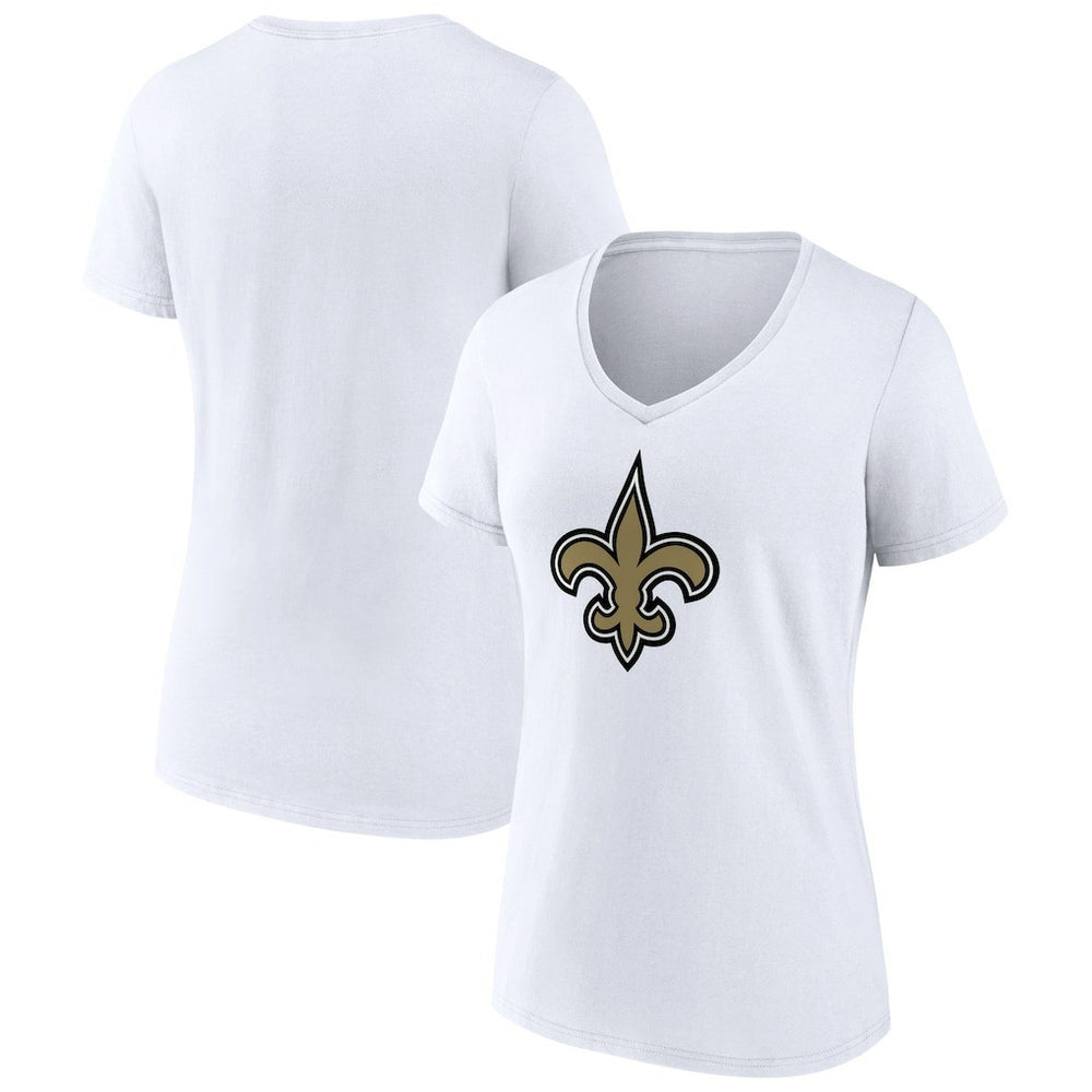 New Orleans Saints Women's Primary Team Logo V-Neck T-Shirt White