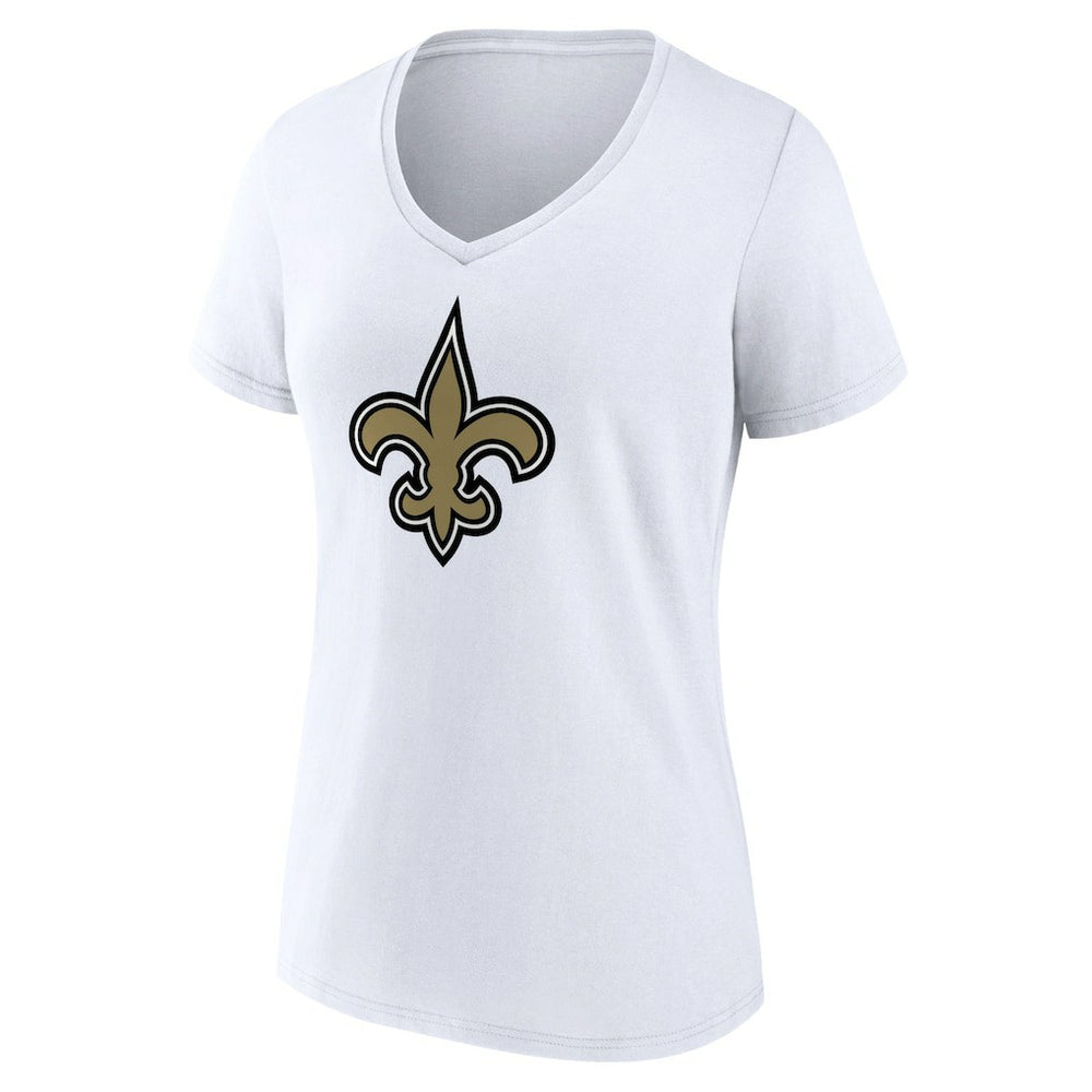 New Orleans Saints Women's Primary Team Logo V-Neck T-Shirt White