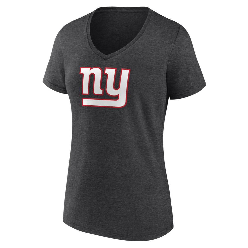 New York Giants Women's Primary Team Logo V-Neck T-Shirt Charcoal