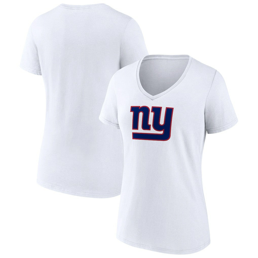 New York Giants Women's Primary Team Logo V-Neck T-Shirt White