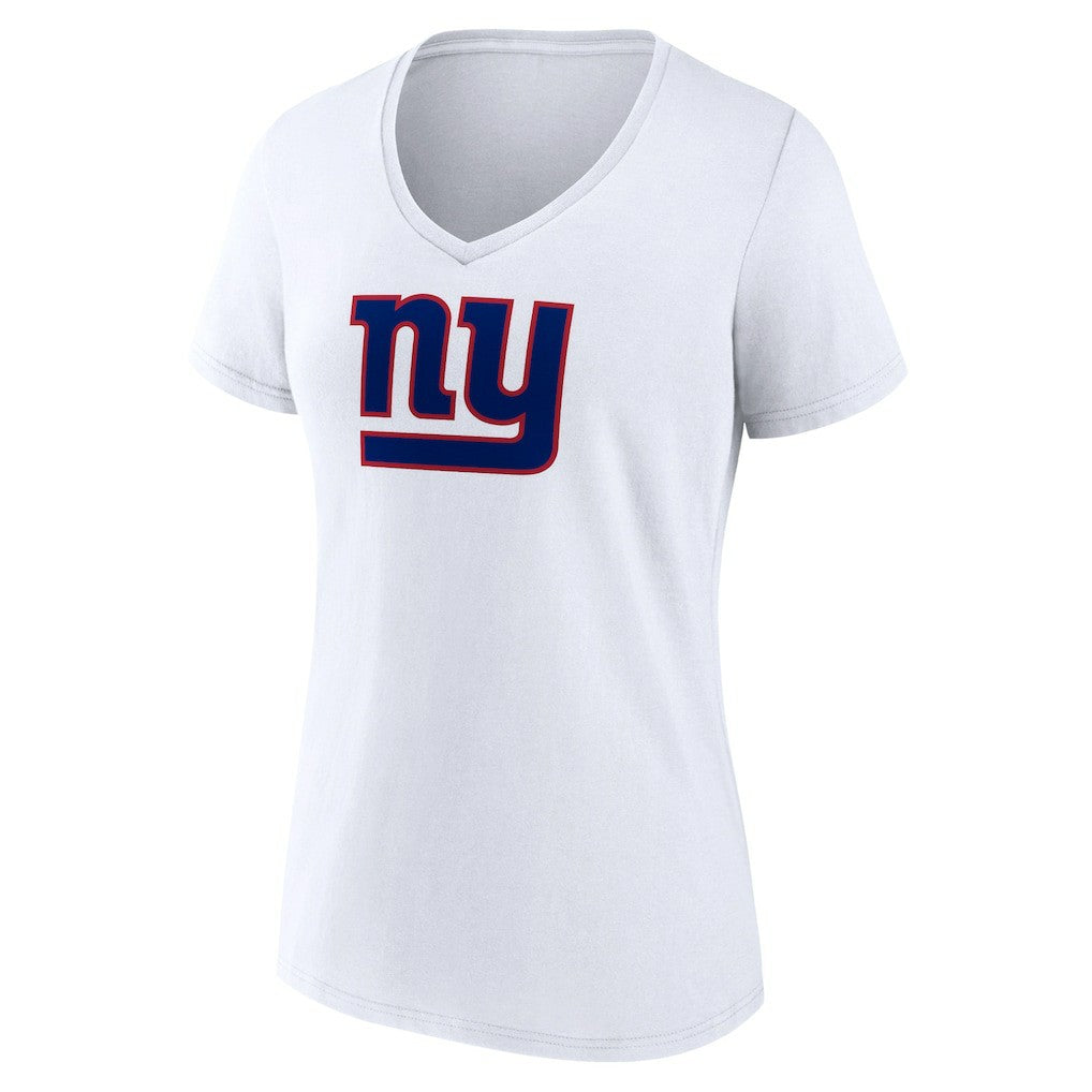 New York Giants Women's Primary Team Logo V-Neck T-Shirt White