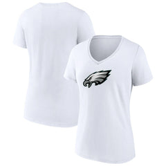 Philadelphia Eagles Women's Primary Team Logo V-Neck T-Shirt White