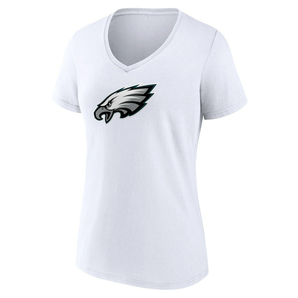 Philadelphia Eagles Women's Primary Team Logo V-Neck T-Shirt White