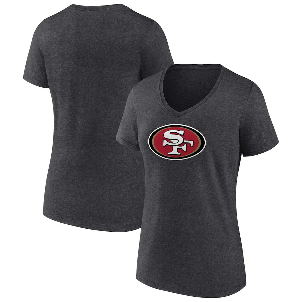 San Francisco 49ers Women's Primary Team Logo V-Neck T-Shirt Charcoal
