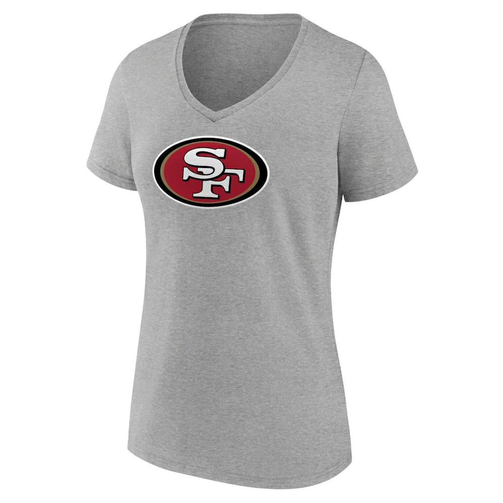San Francisco 49ers Women's Primary Team Logo V-Neck T-Shirt Heather Gray