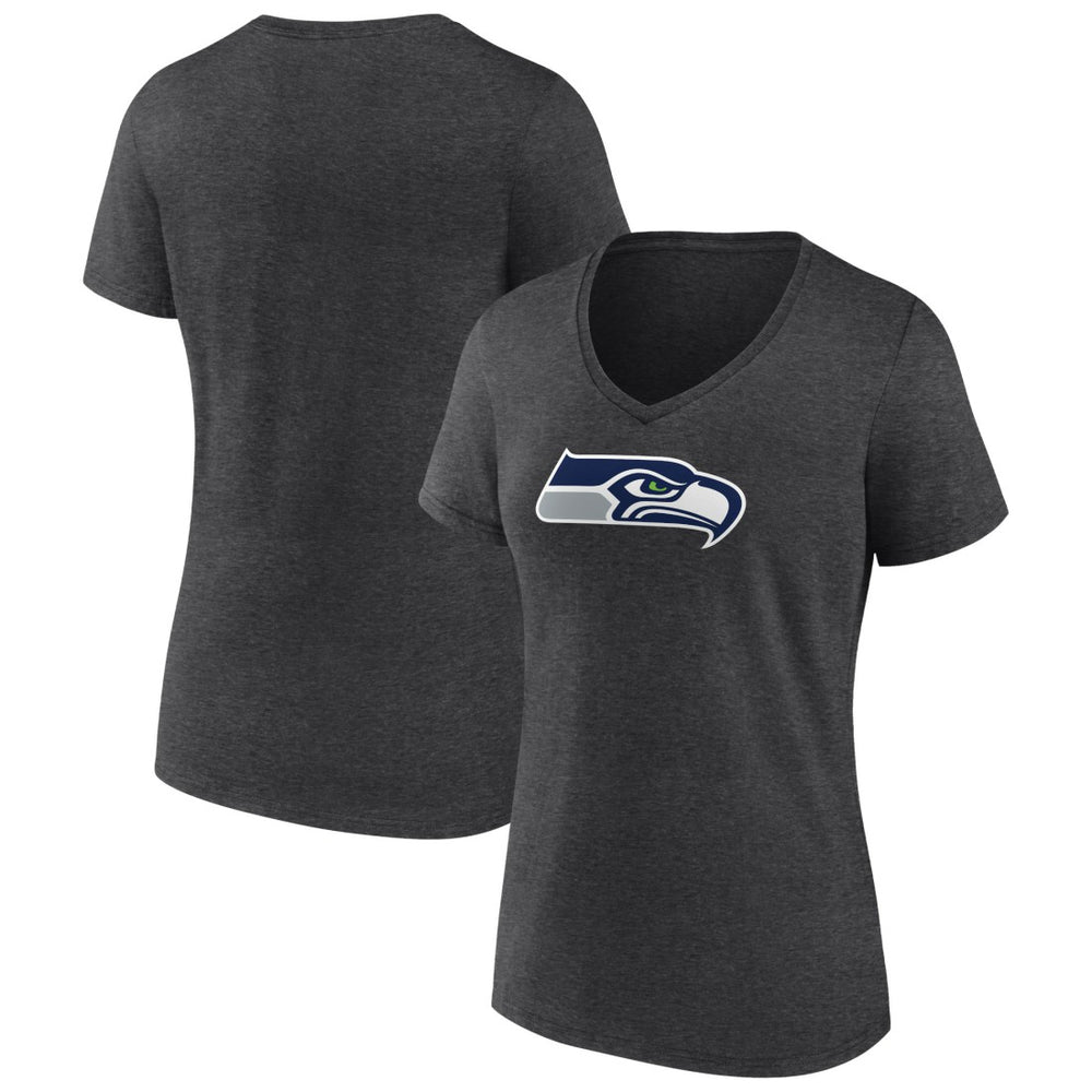 Seattle Seahawks Women's Primary Team Logo V-Neck T-Shirt Charcoal