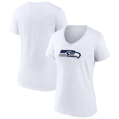 Seattle Seahawks Women's Primary Team Logo V-Neck T-Shirt White