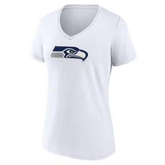 Seattle Seahawks Women's Primary Team Logo V-Neck T-Shirt White