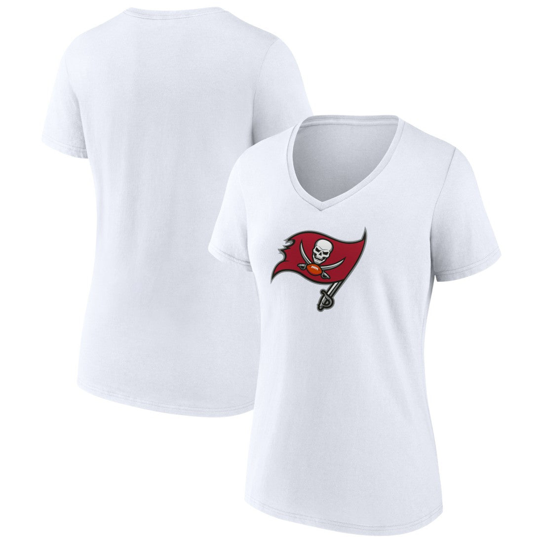 Tampa Bay Buccaneers Women's Primary Team Logo V-Neck T-Shirt White