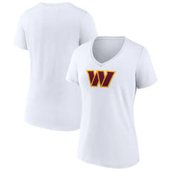 Washington Commanders Women's Primary Team Logo V-Neck T-Shirt White