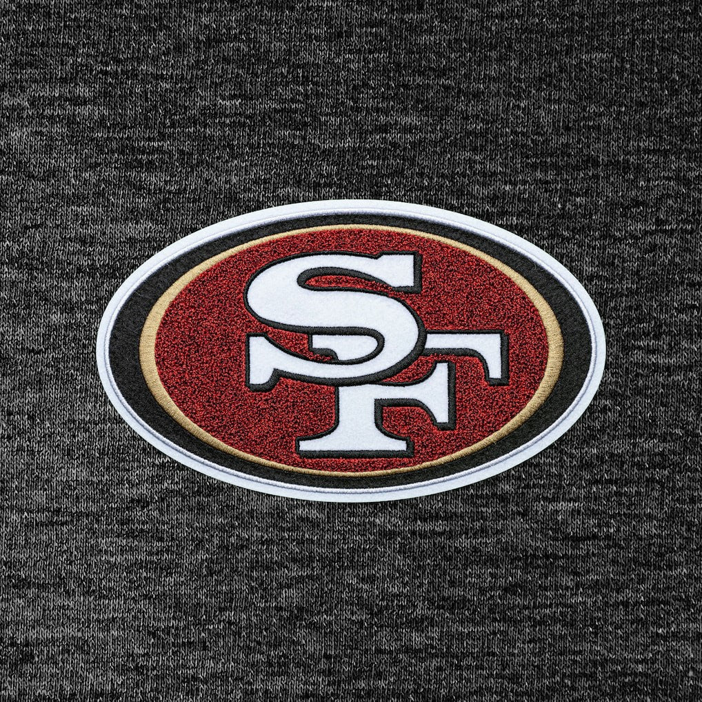San Francisco 49ers Antigua Action Chenille Pullover Hoodie Heathered Black