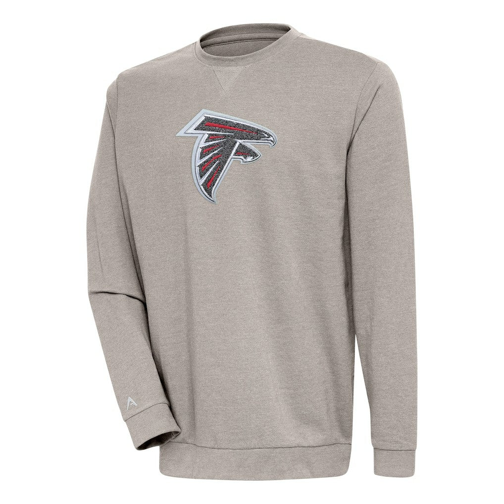 Atlanta Falcons Antigua Reward Chenille Pullover Crewneck Sweatshirt Oatmeal