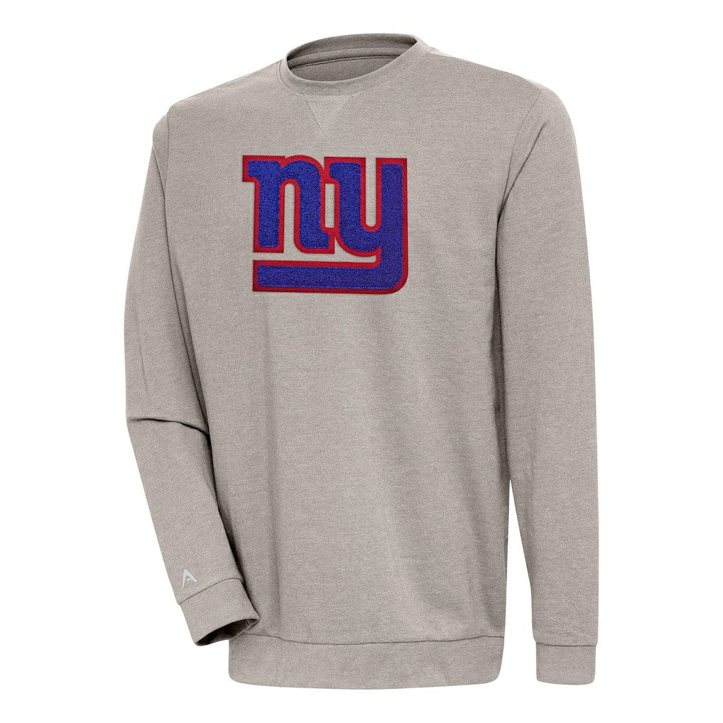 New York Giants Antigua Reward Chenille Pullover Crewneck Sweatshirt Oatmeal