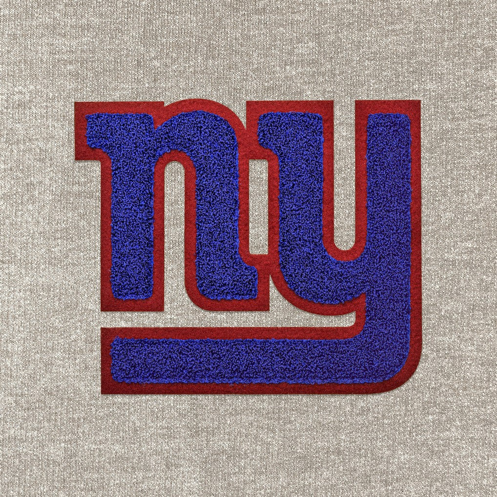 New York Giants Antigua Reward Chenille Pullover Crewneck Sweatshirt Oatmeal