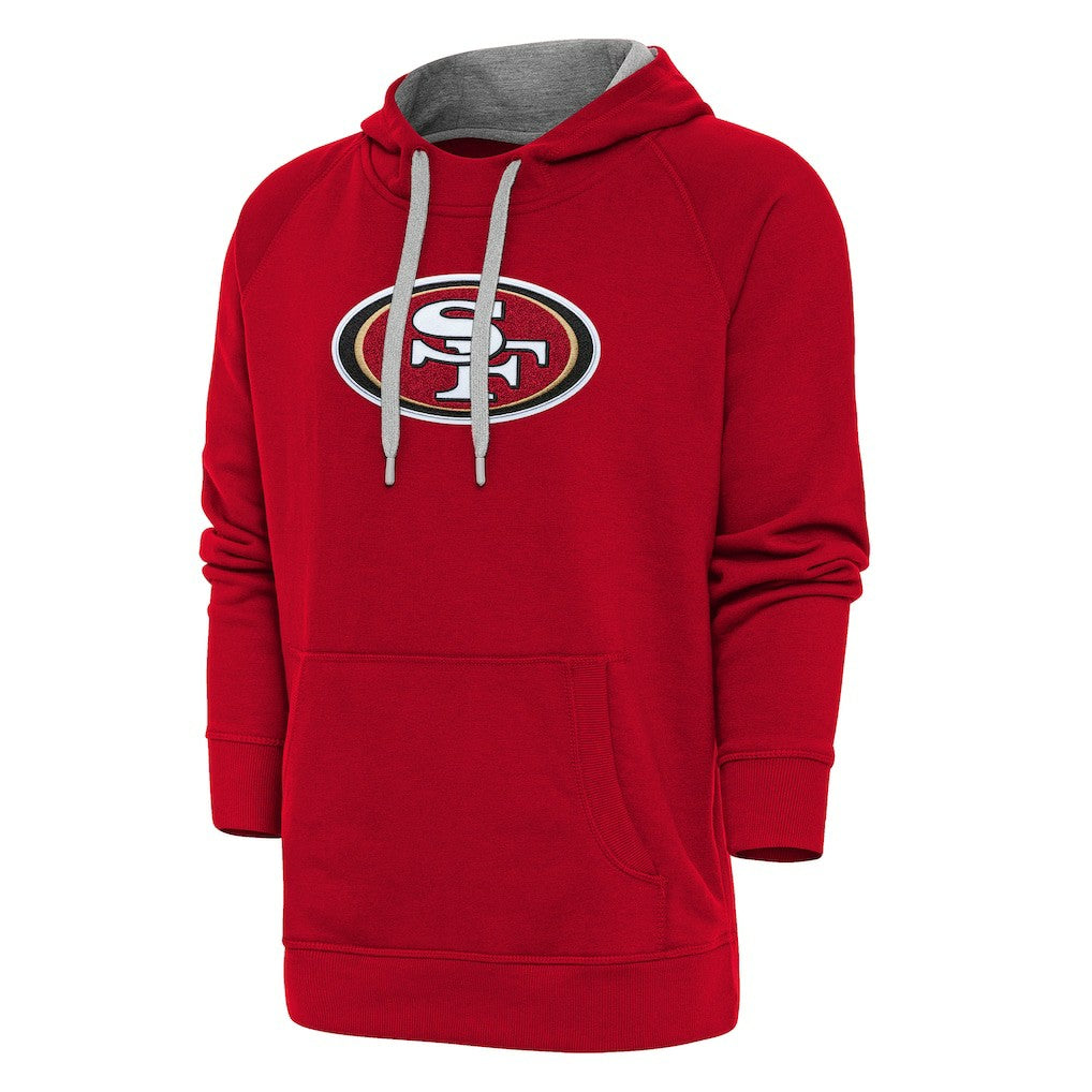 San Francisco 49ers Antigua Victory Chenille Pullover Hoodie Scarlet