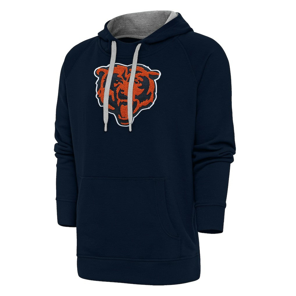 Chicago Bears Antigua Victory Chenille Pullover Hoodie Navy