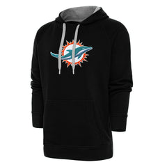 Miami Dolphins Antigua Victory Chenille Pullover Hoodie Black