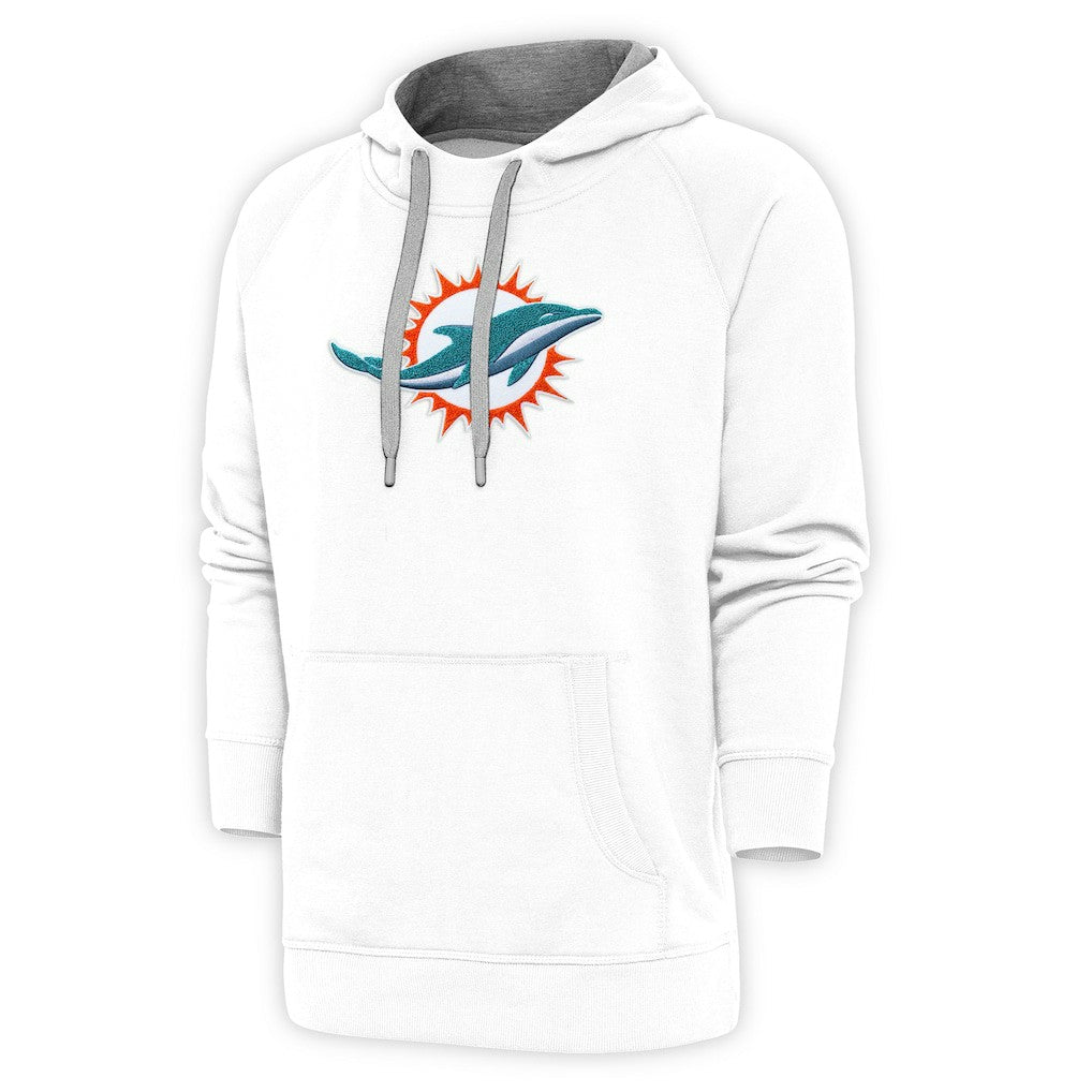 Miami Dolphins Antigua Victory Chenille Pullover Hoodie White