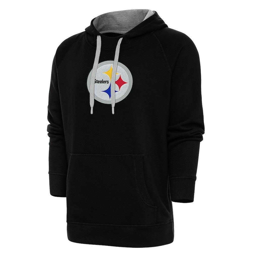 Pittsburgh Steelers Antigua Victory Chenille Pullover Hoodie Black