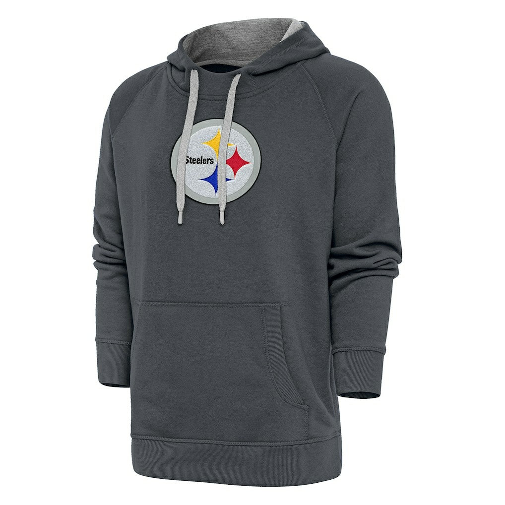 Pittsburgh Steelers Antigua Victory Chenille Pullover Hoodie Charcoal
