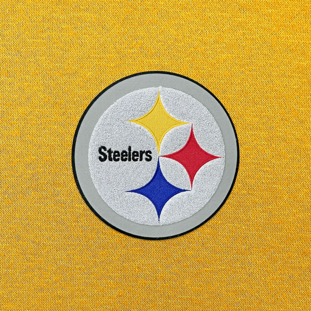 Pittsburgh Steelers Antigua Victory Chenille Pullover Hoodie Gold