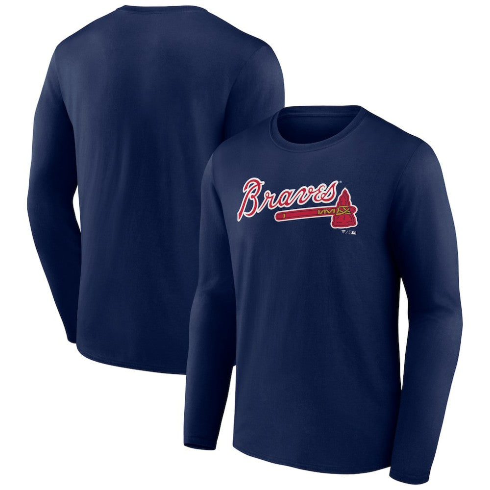 Atlanta Braves Wordmark Long Sleeve T-Shirt - Navy T-shirts