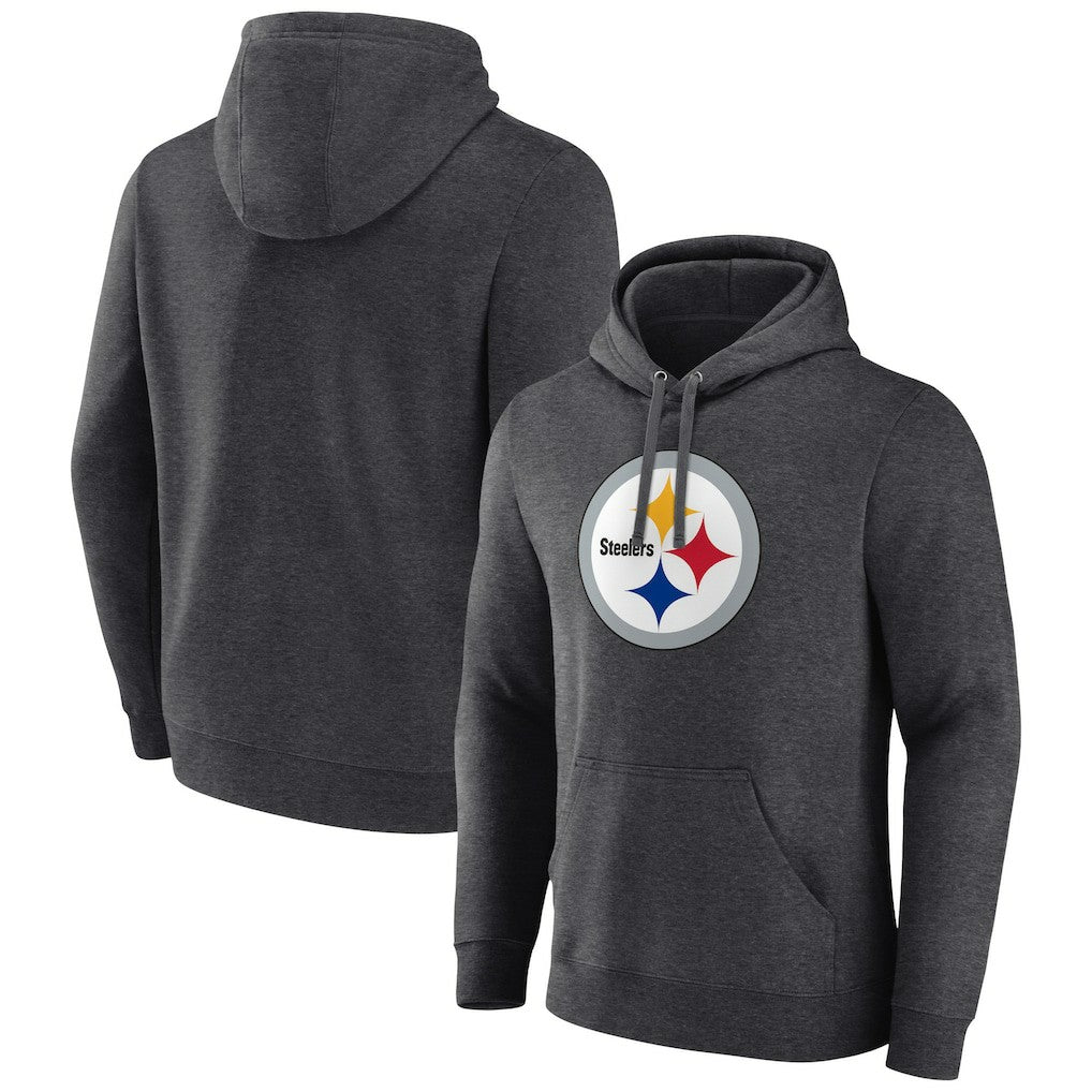 Pittsburgh Steelers Primary Team Logo Fitted Pullover Hoodie Charcoal
