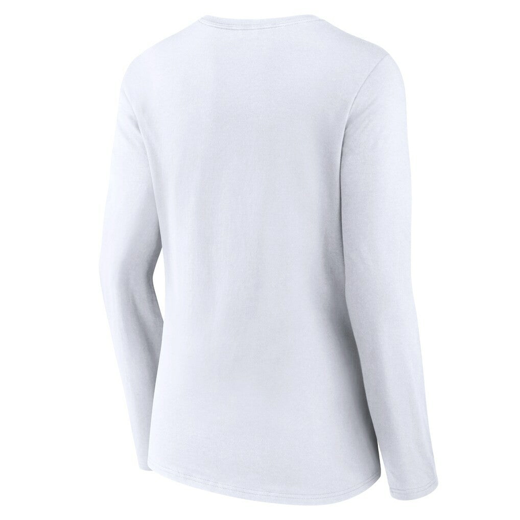 Kansas City Chiefs Women's Logo Team Lockup Long Sleeve V-Neck T-Shirt White