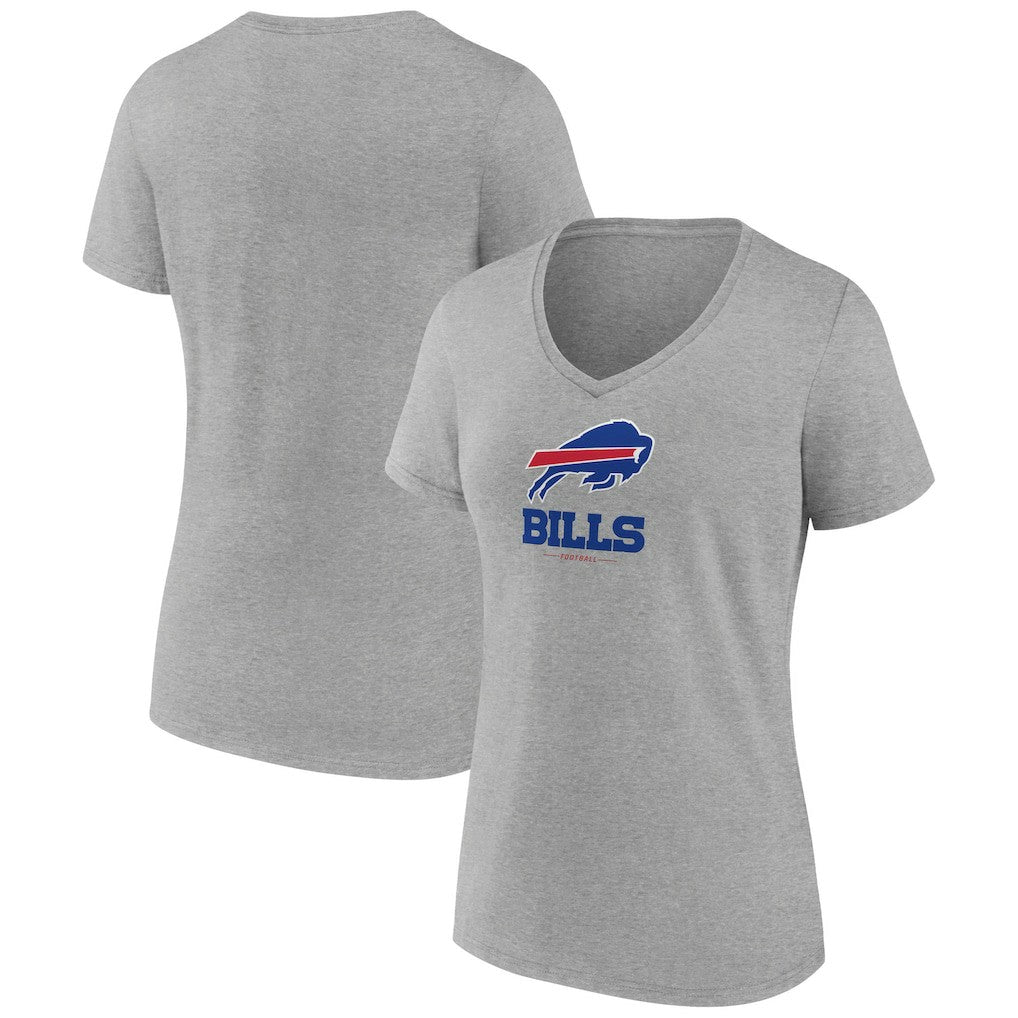 Buffalo Bills Women's Logo Team Lockup V-Neck T-Shirt Gray