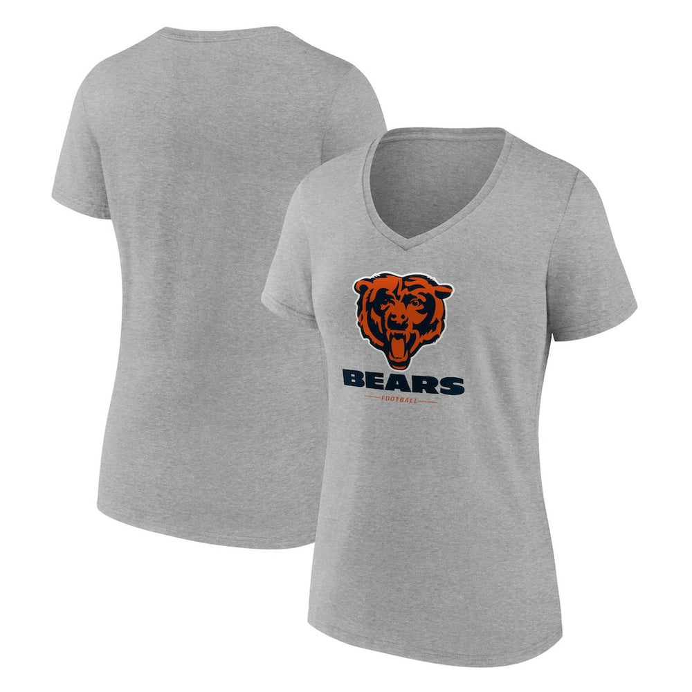 Chicago Bears Women's Logo Team Lockup V-Neck T-Shirt Gray