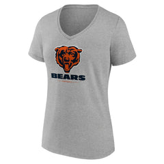 Chicago Bears Women's Logo Team Lockup V-Neck T-Shirt Gray