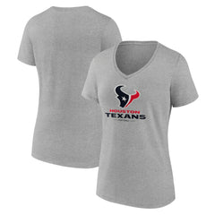 Houston Texans Women's Logo Team Lockup V-Neck T-Shirt Gray