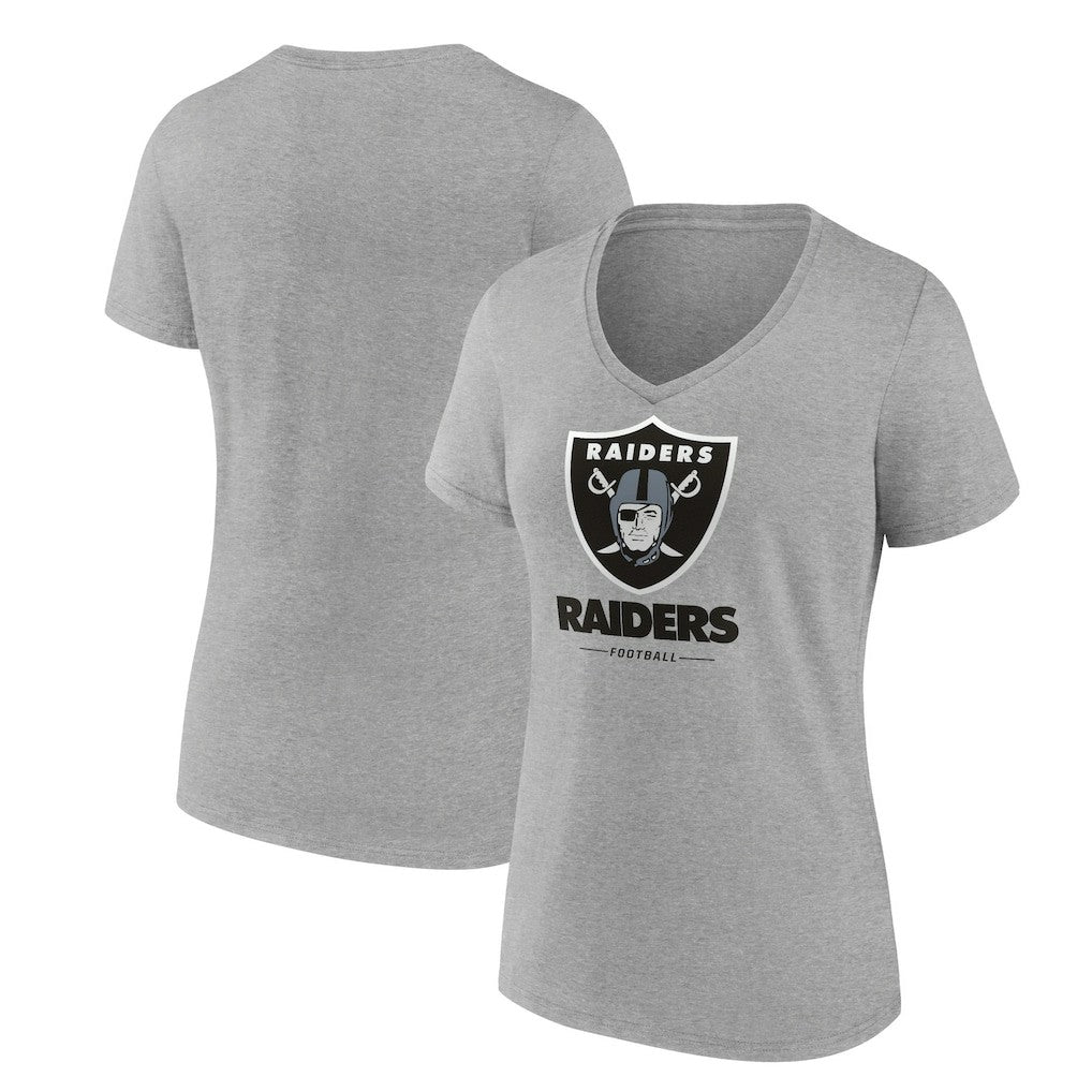 Las Vegas Raiders Women's Logo Team Lockup V-Neck T-Shirt Gray