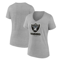 Las Vegas Raiders Women's Logo Team Lockup V-Neck T-Shirt Gray