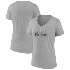 Minnesota Vikings Women's Logo Team Lockup V-Neck T-Shirt Gray