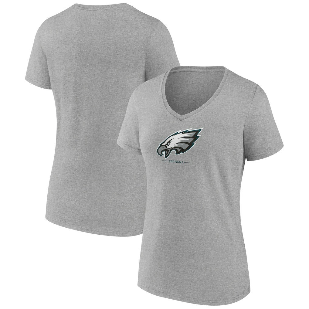 Philadelphia Eagles Women's Logo Team Lockup V-Neck T-Shirt Gray