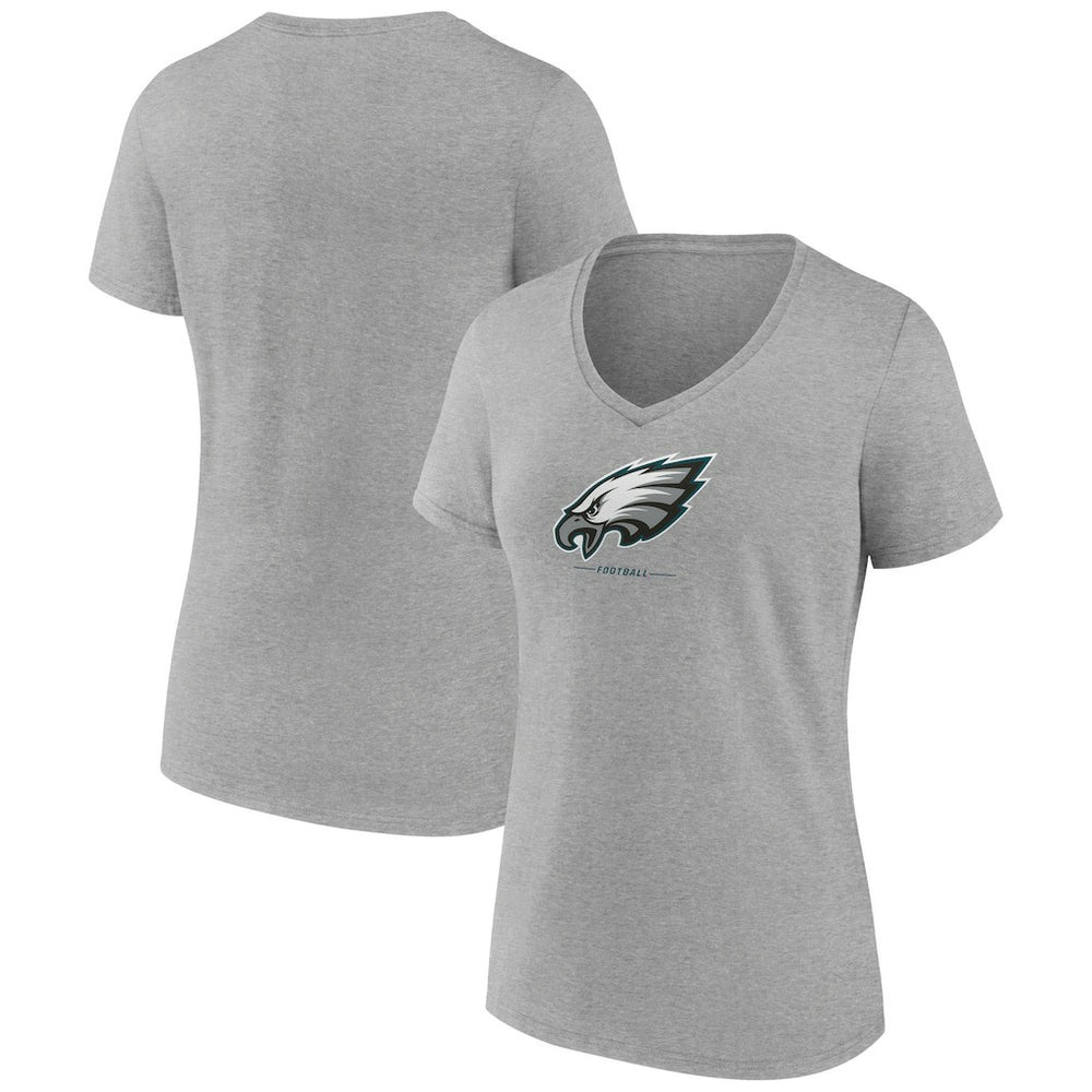 Philadelphia Eagles Women's Logo Team Lockup V-Neck T-Shirt Gray