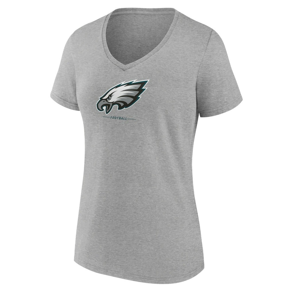 Philadelphia Eagles Women's Logo Team Lockup V-Neck T-Shirt Gray