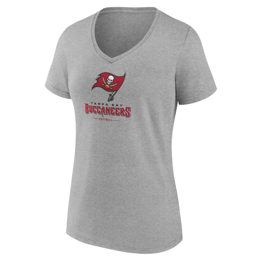 Tampa Bay Buccaneers Women's Logo Team Lockup V-Neck T-Shirt Gray