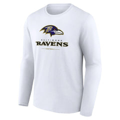 Baltimore Ravens Logo Team Lockup Long Sleeve T-Shirt White