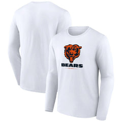 Chicago Bears Logo Team Lockup Long Sleeve T-Shirt White
