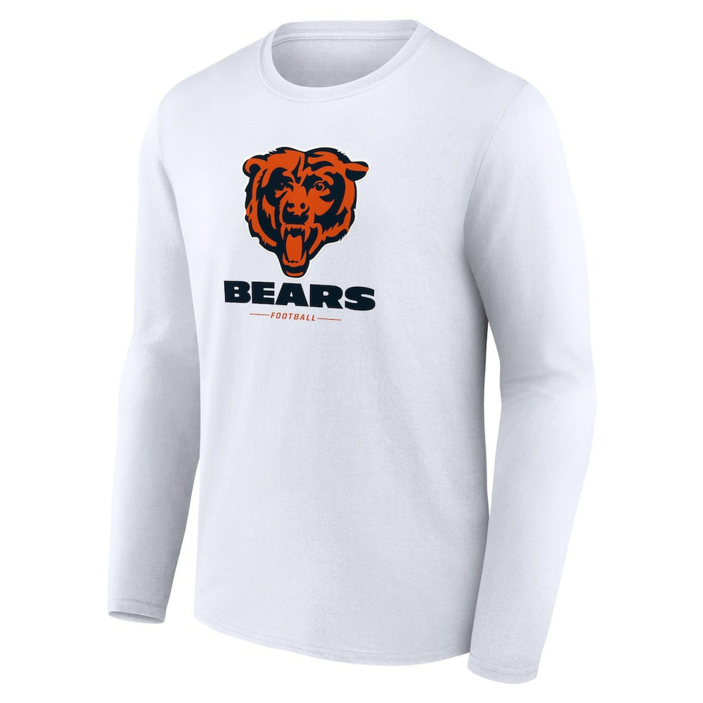 Chicago Bears Logo Team Lockup Long Sleeve T-Shirt White