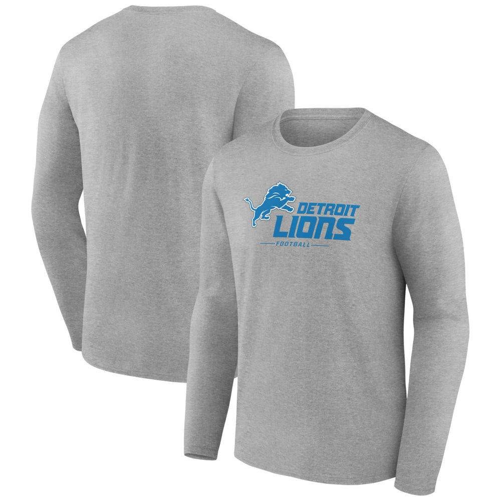 Detroit Lions Logo Team Lockup Long Sleeve T-Shirt Gray