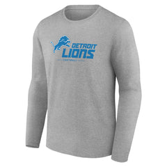 Detroit Lions Logo Team Lockup Long Sleeve T-Shirt Gray