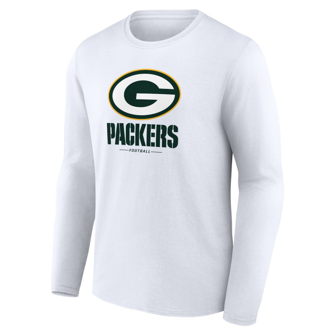Green Bay Packers Logo Team Lockup Long Sleeve T-Shirt White