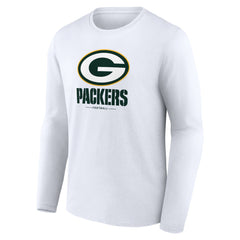 Green Bay Packers Logo Team Lockup Long Sleeve T-Shirt White