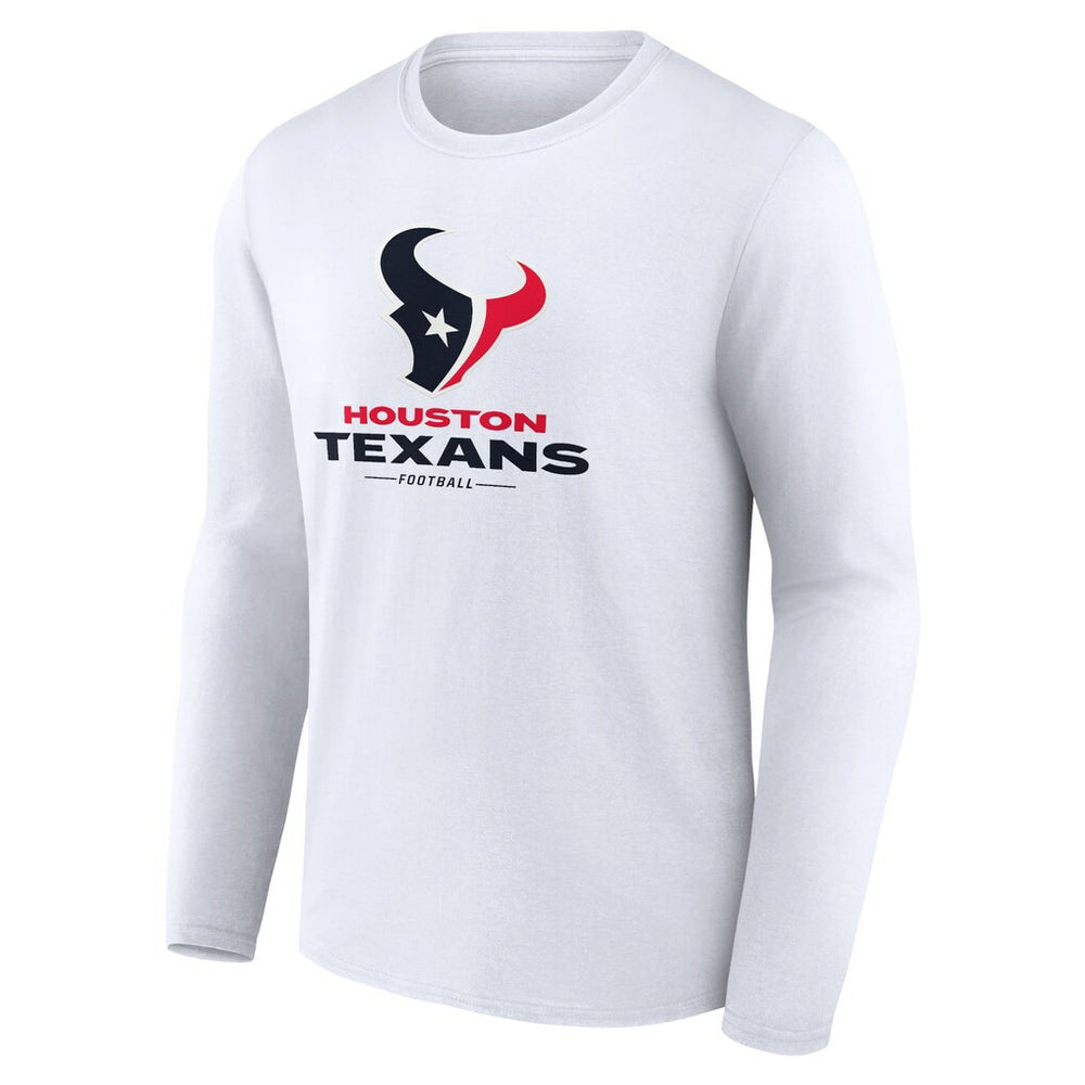 Houston Texans Logo Team Lockup Long Sleeve T-Shirt White