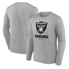 Las Vegas Raiders Logo Team Lockup Long Sleeve T-Shirt Gray