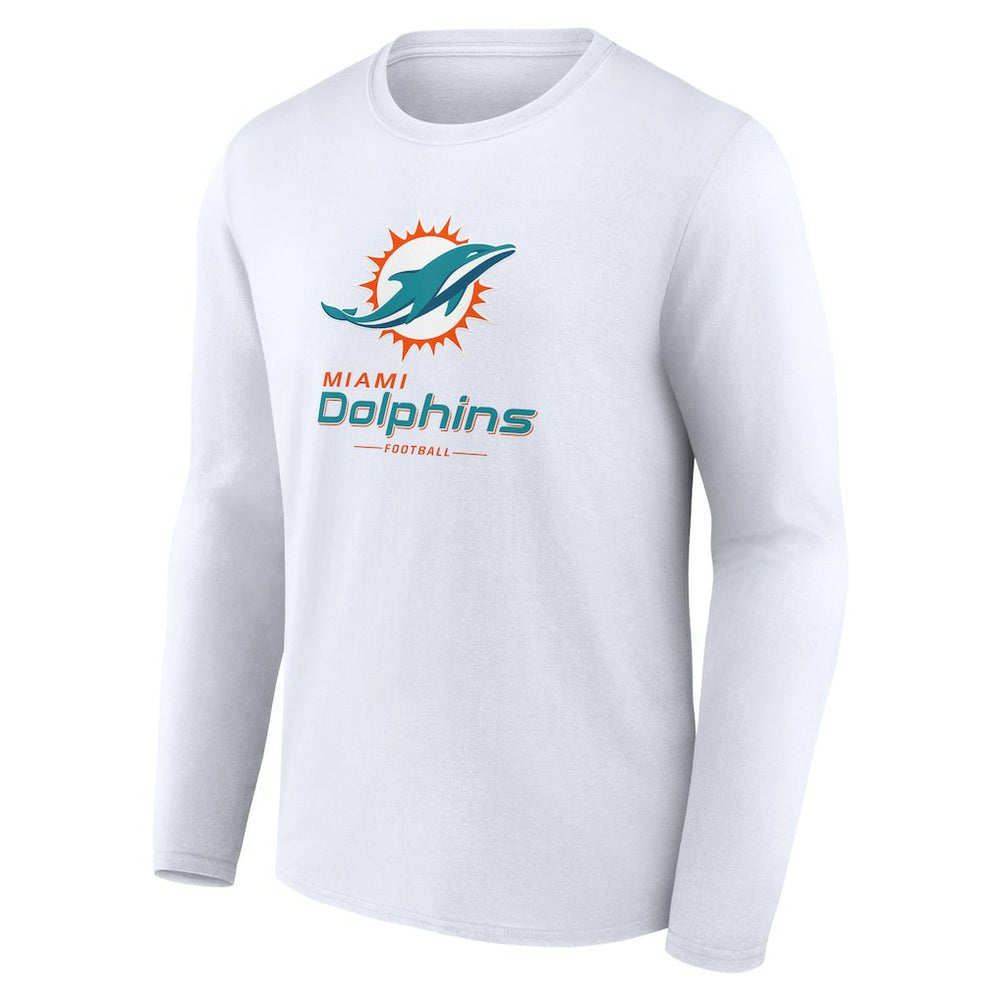 Miami Dolphins Logo Team Lockup Long Sleeve T-Shirt White